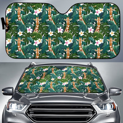 Giraffe Jungle Design Print Car Sun Shade For Windshield