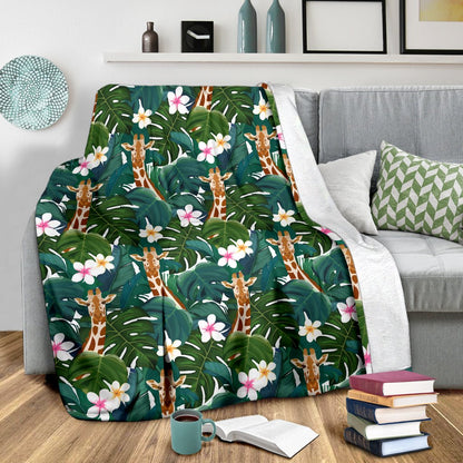 Giraffe Jungle Design Print Fleece Blanket