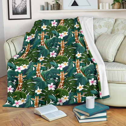 Giraffe Jungle Design Print Fleece Blanket