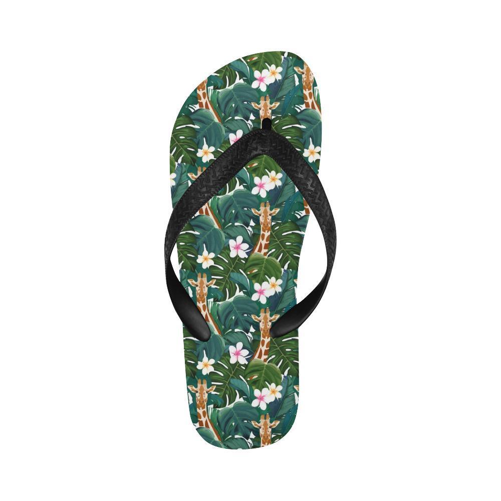 Giraffe Jungle Design Print Flip Flops-JTAMIGO.COM