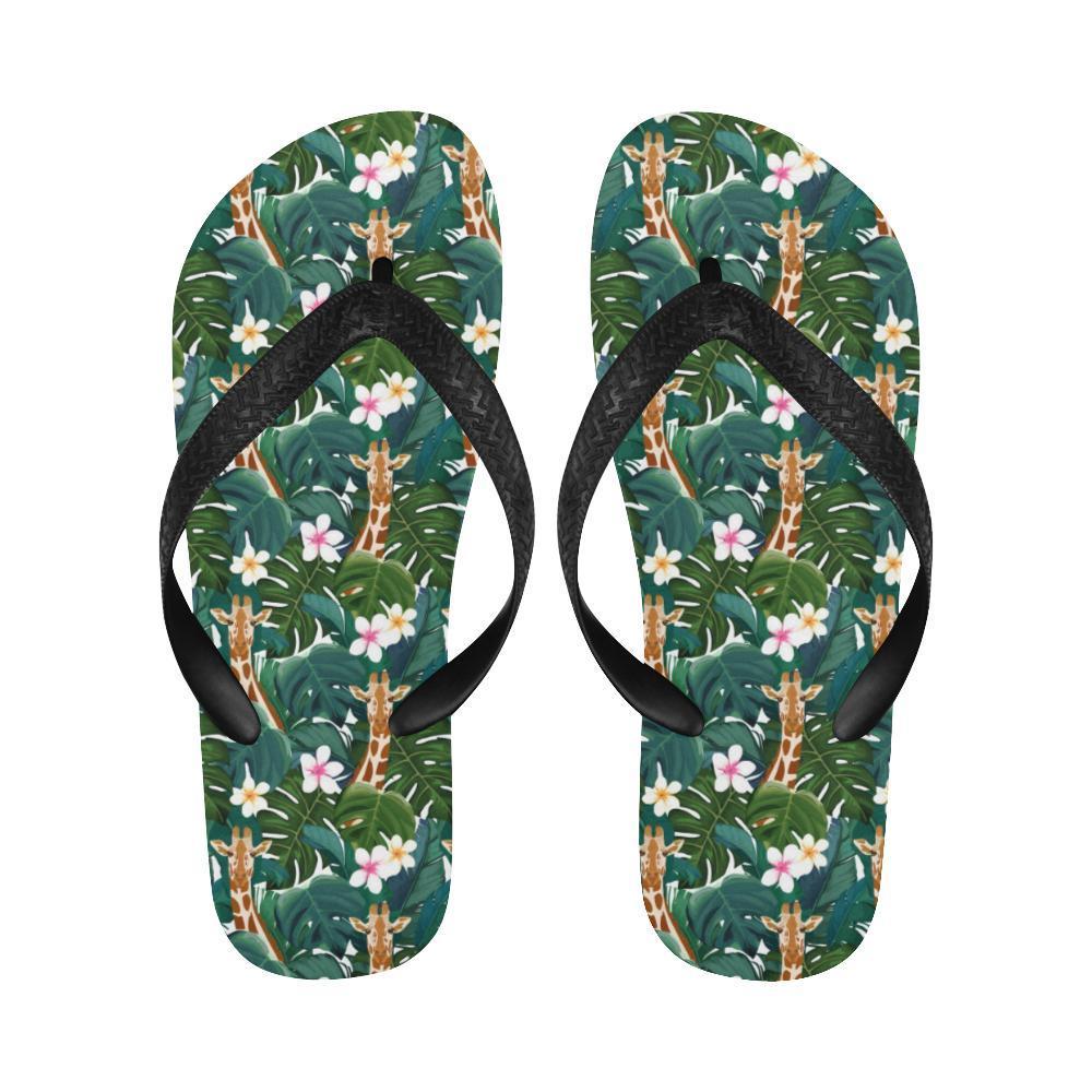 Giraffe Jungle Design Print Flip Flops-JTAMIGO.COM