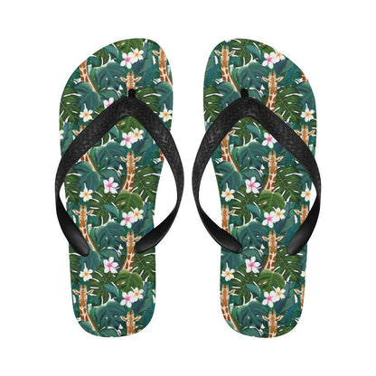 Giraffe Jungle Design Print Flip Flops-JTAMIGO.COM
