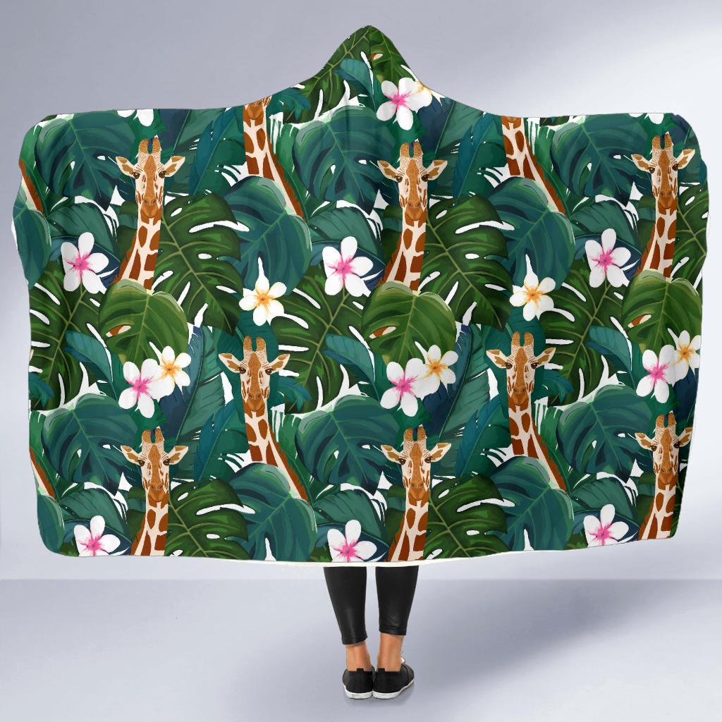 Giraffe Jungle Design Print Hooded Blanket-JTAMIGO.COM