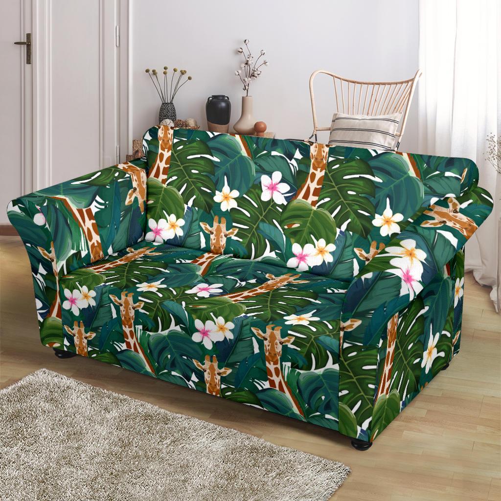Giraffe Jungle Design Print Loveseat Slipcover-JTAMIGO.COM