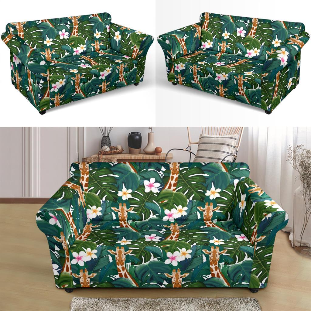 Giraffe Jungle Design Print Loveseat Slipcover-JTAMIGO.COM
