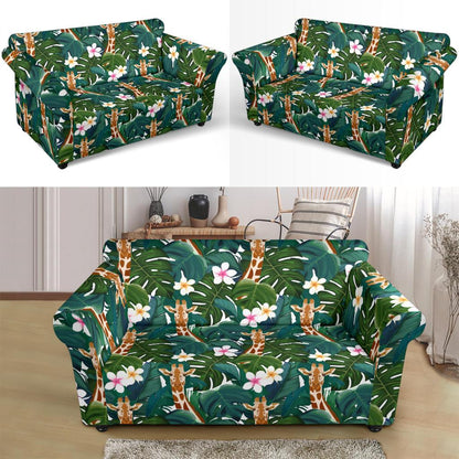 Giraffe Jungle Design Print Loveseat Slipcover-JTAMIGO.COM