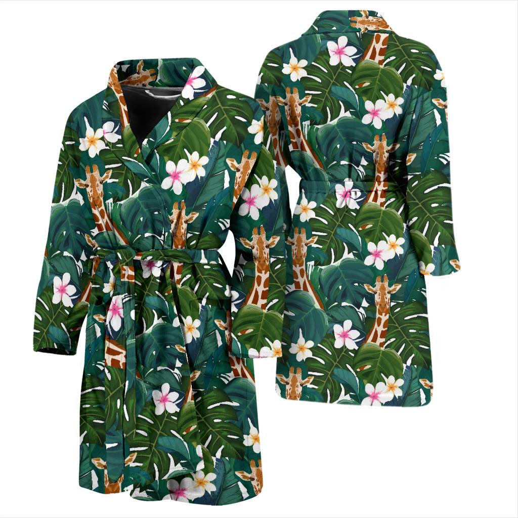 Giraffe Jungle Design Print Men Bath Robe-JTAMIGO.COM