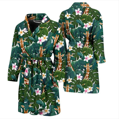Giraffe Jungle Design Print Men Bath Robe-JTAMIGO.COM