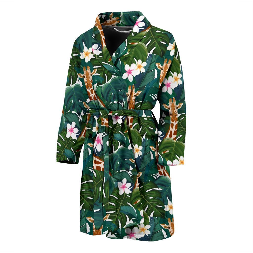 Giraffe Jungle Design Print Men Bath Robe-JTAMIGO.COM