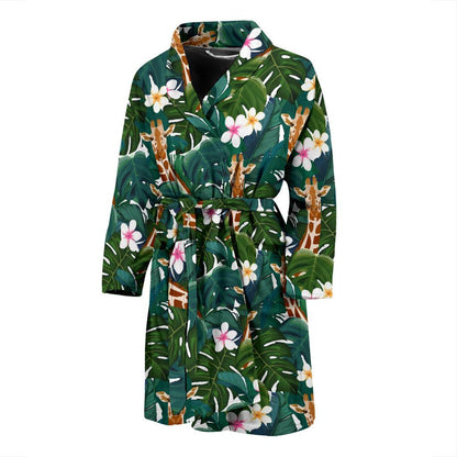 Giraffe Jungle Design Print Men Bath Robe-JTAMIGO.COM