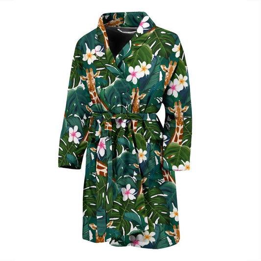 Giraffe Jungle Design Print Men Bath Robe-JTAMIGO.COM