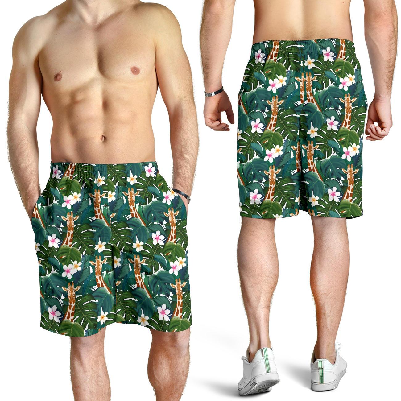 Giraffe Jungle Design Print Mens Shorts-JTAMIGO.COM