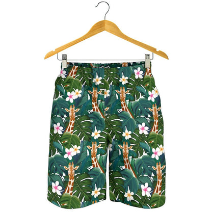 Giraffe Jungle Design Print Mens Shorts-JTAMIGO.COM