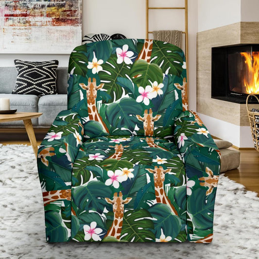 Giraffe Jungle Design Print Single Sofa Slipcover -JTAMIGO.COM