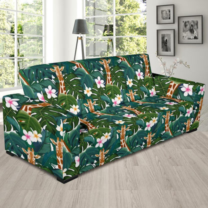 Giraffe Jungle Design Print Sofa Slipcover-JTAMIGO.COM