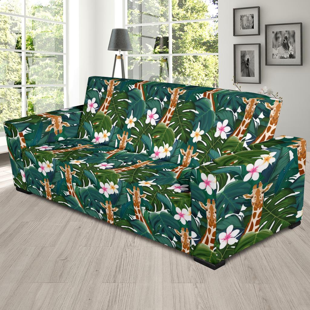 Giraffe Jungle Design Print Sofa Slipcover-JTAMIGO.COM