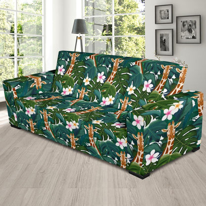 Giraffe Jungle Design Print Sofa Slipcover-JTAMIGO.COM