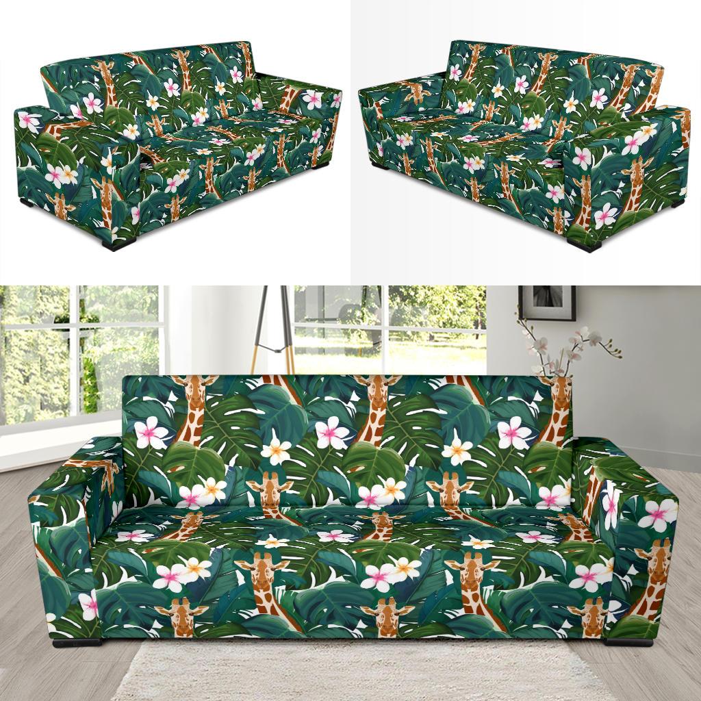 Giraffe Jungle Design Print Sofa Slipcover-JTAMIGO.COM