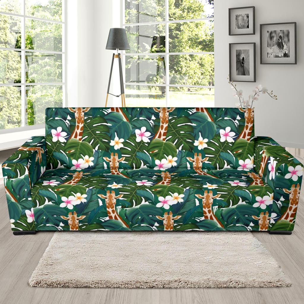 Giraffe Jungle Design Print Sofa Slipcover-JTAMIGO.COM