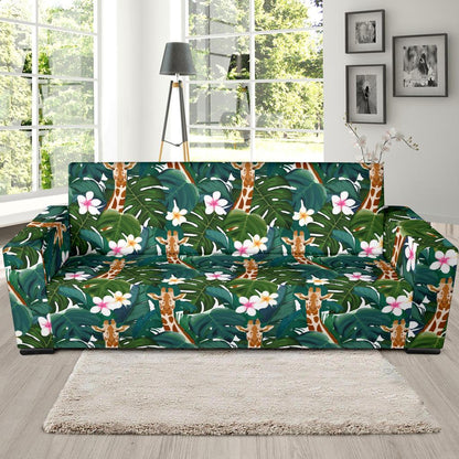 Giraffe Jungle Design Print Sofa Slipcover-JTAMIGO.COM
