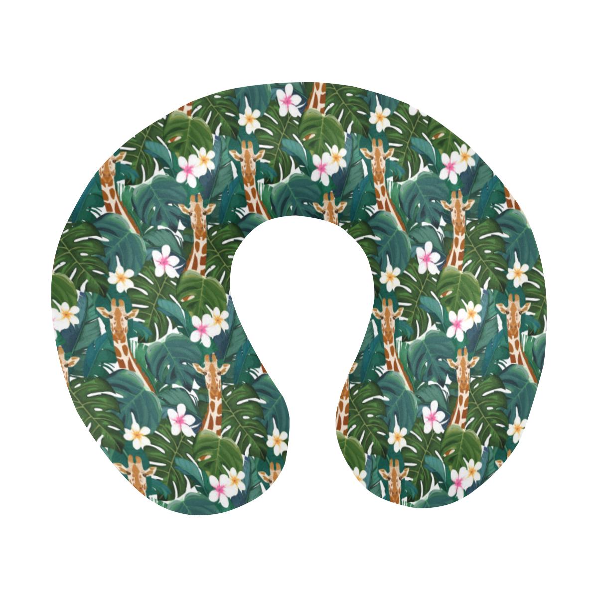 Giraffe Jungle Design Print U-Shaped Travel Neck Pillow-JTAMIGO.COM