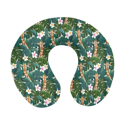 Giraffe Jungle Design Print U-Shaped Travel Neck Pillow-JTAMIGO.COM