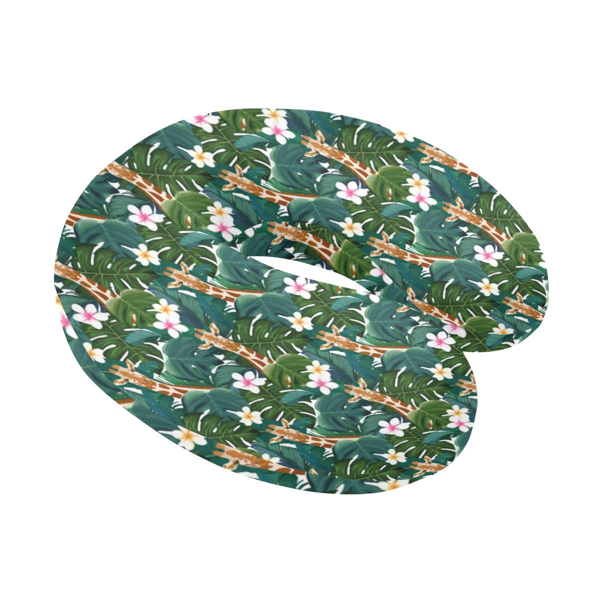 Giraffe Jungle Design Print U-Shaped Travel Neck Pillow-JTAMIGO.COM