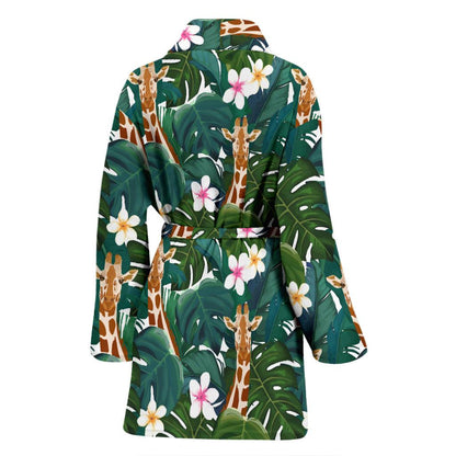 Giraffe Jungle Design Print Women Bath Robe-JTAMIGO.COM