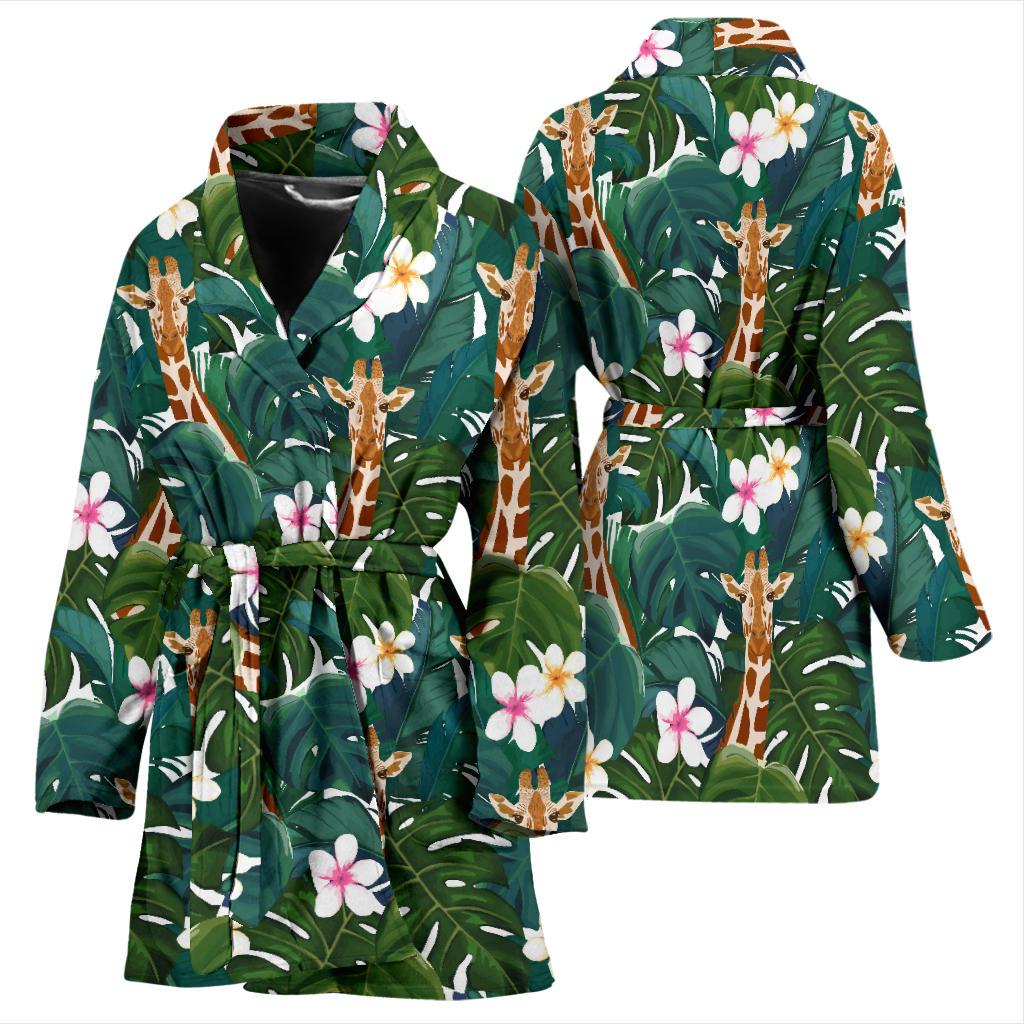 Giraffe Jungle Design Print Women Bath Robe-JTAMIGO.COM