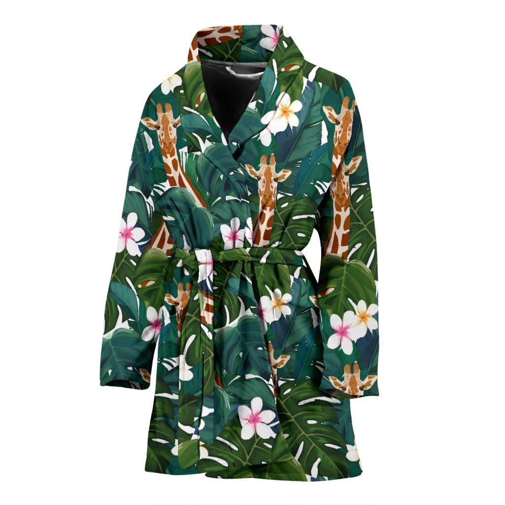 Giraffe Jungle Design Print Women Bath Robe-JTAMIGO.COM
