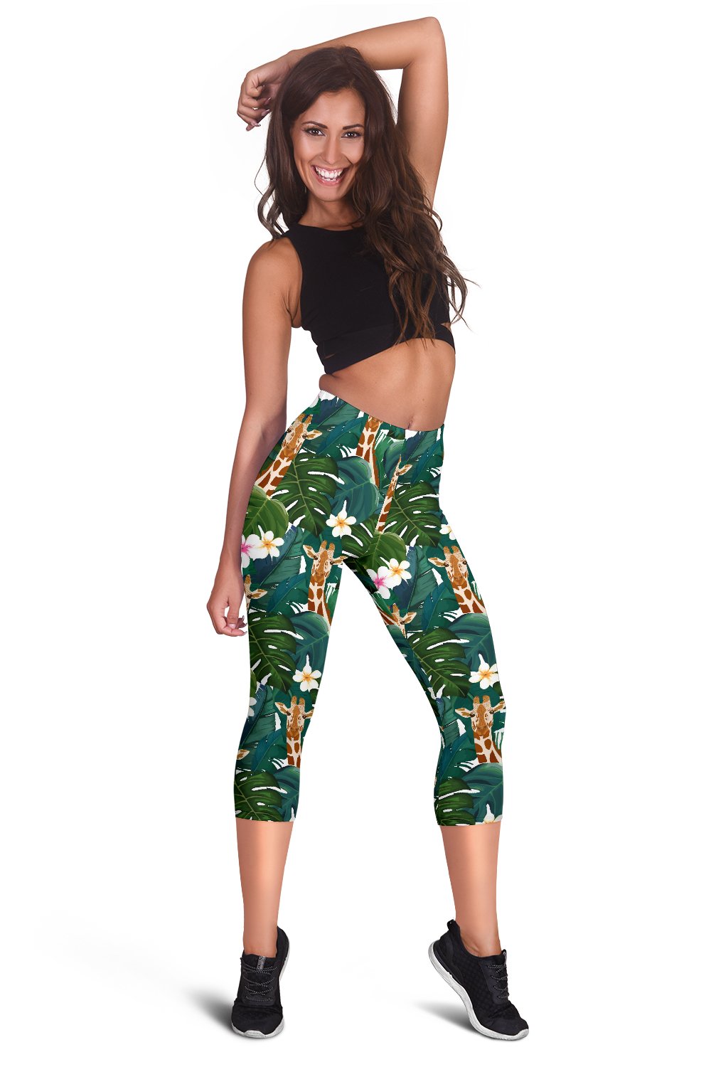 Giraffe Jungle Design Print Women Capris