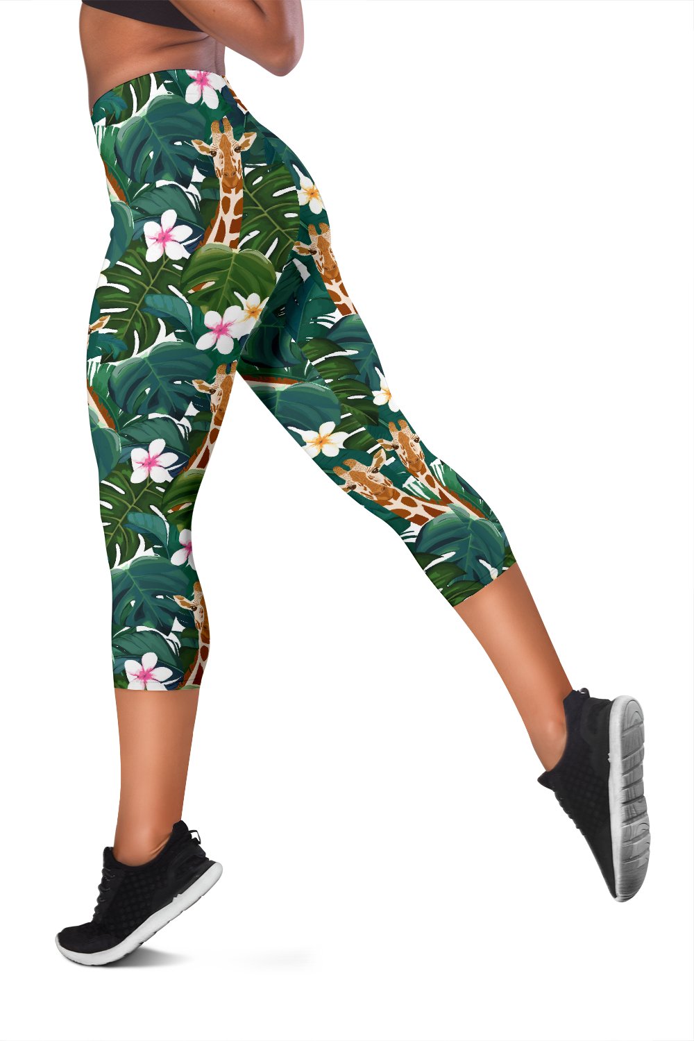 Giraffe Jungle Design Print Women Capris
