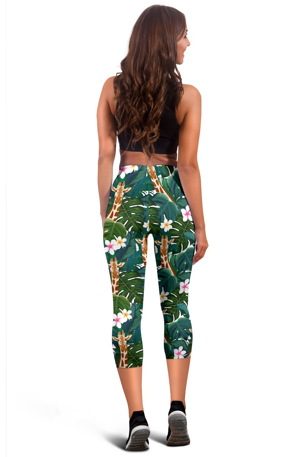 Giraffe Jungle Design Print Women Capris