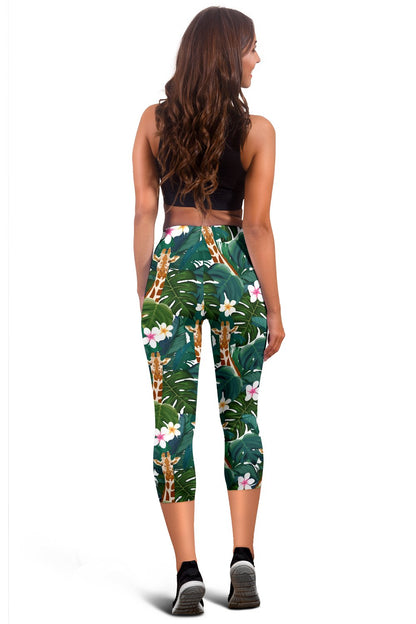 Giraffe Jungle Design Print Women Capris