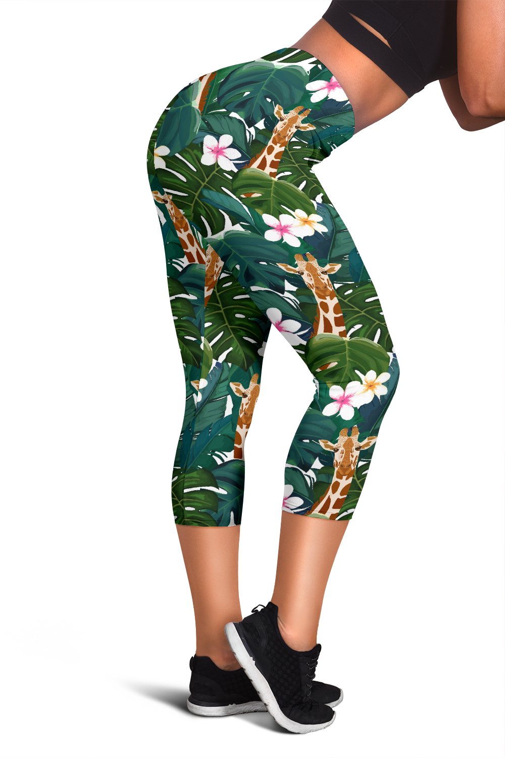 Giraffe Jungle Design Print Women Capris