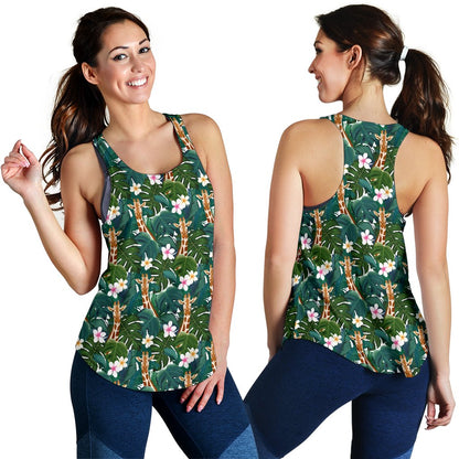 Giraffe Jungle Design Print Women Racerback Tank Top