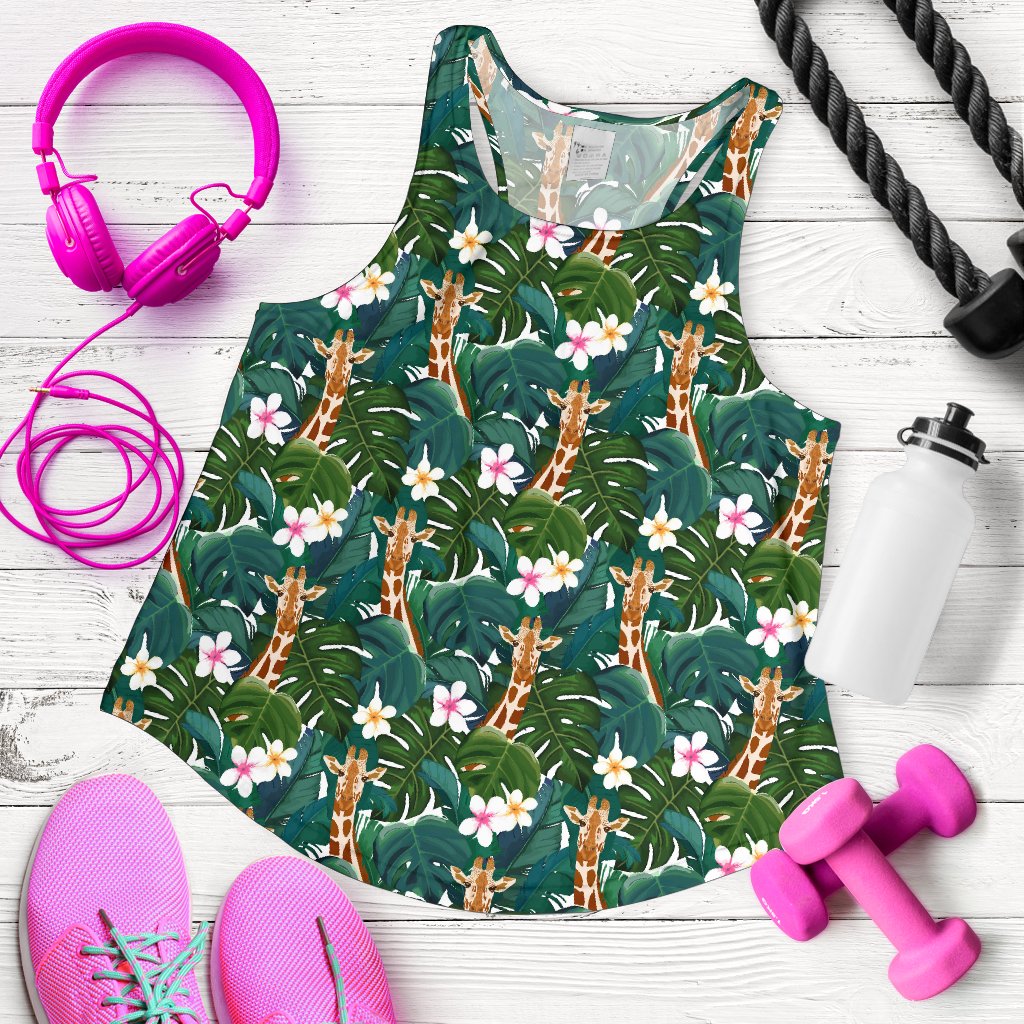 Giraffe Jungle Design Print Women Racerback Tank Top