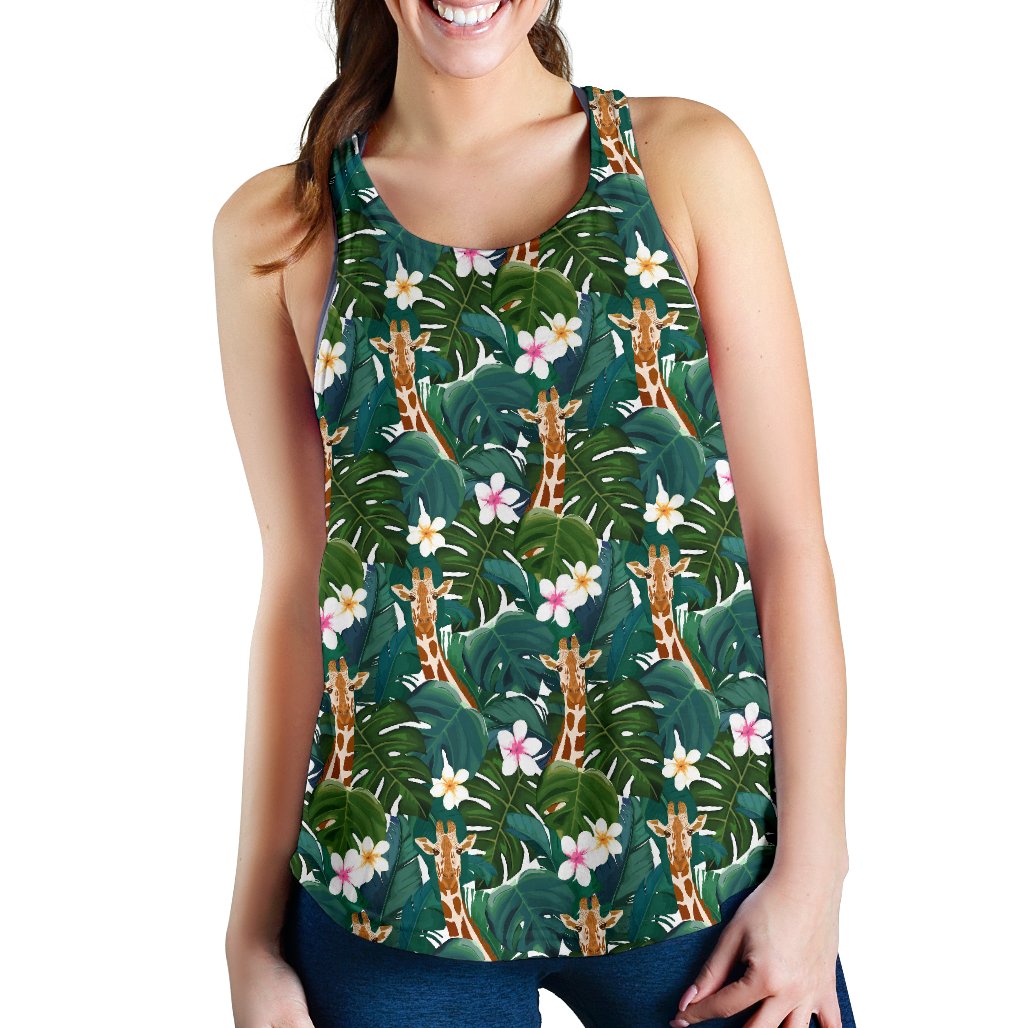 Giraffe Jungle Design Print Women Racerback Tank Top