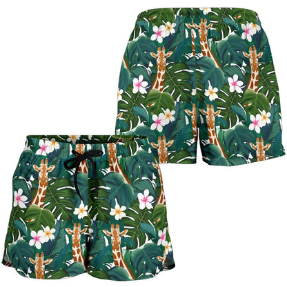 Giraffe Jungle Design Print Women Shorts-JTAMIGO.COM