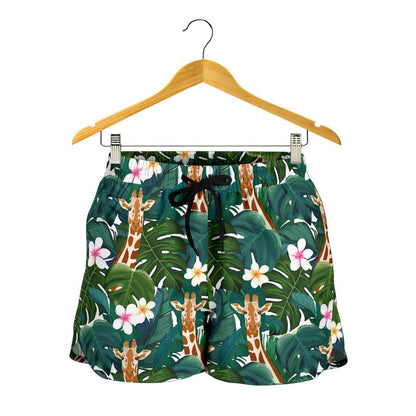 Giraffe Jungle Design Print Women Shorts-JTAMIGO.COM