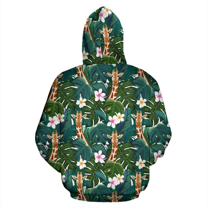 Giraffe Jungle Design Print Zip Up Hoodie