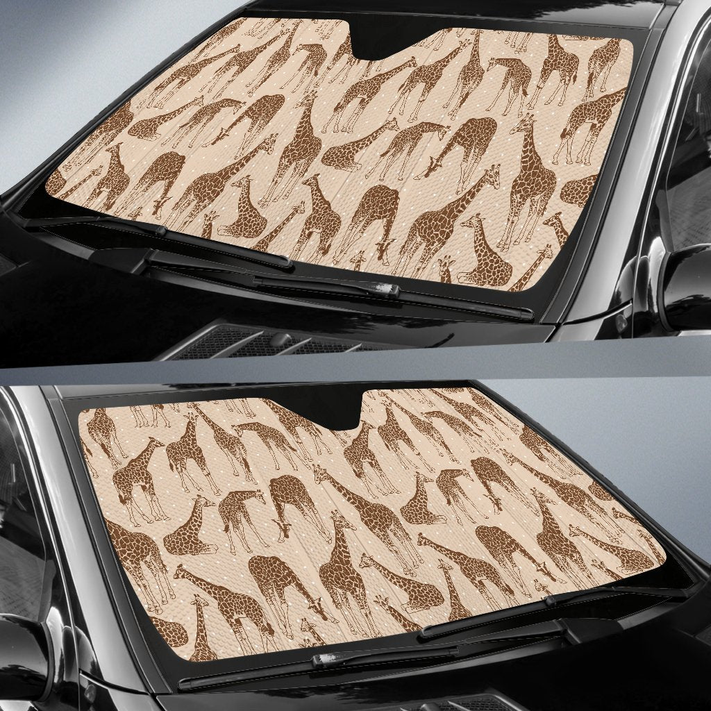 Giraffe Pattern Design Print Car Sun Shade For Windshield
