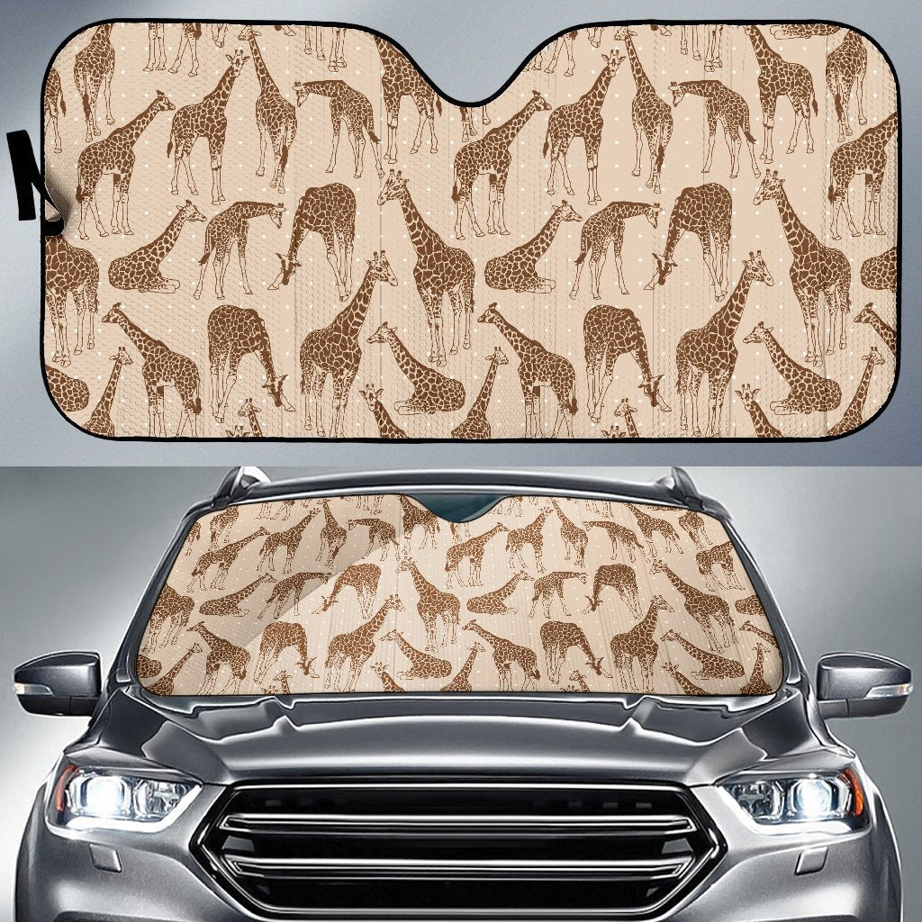 Giraffe Pattern Design Print Car Sun Shade For Windshield