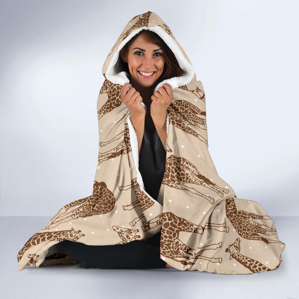 Giraffe Pattern Design Print Hooded Blanket-JTAMIGO.COM