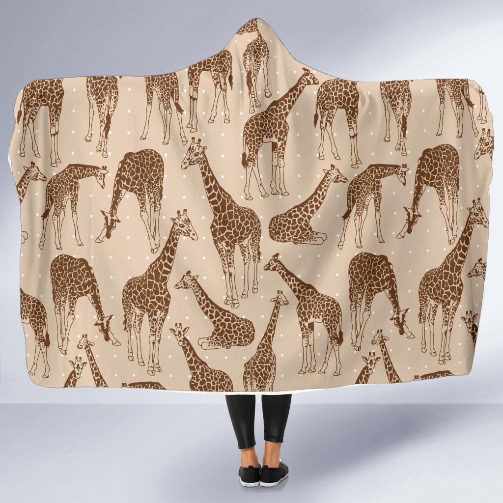 Giraffe Pattern Design Print Hooded Blanket-JTAMIGO.COM