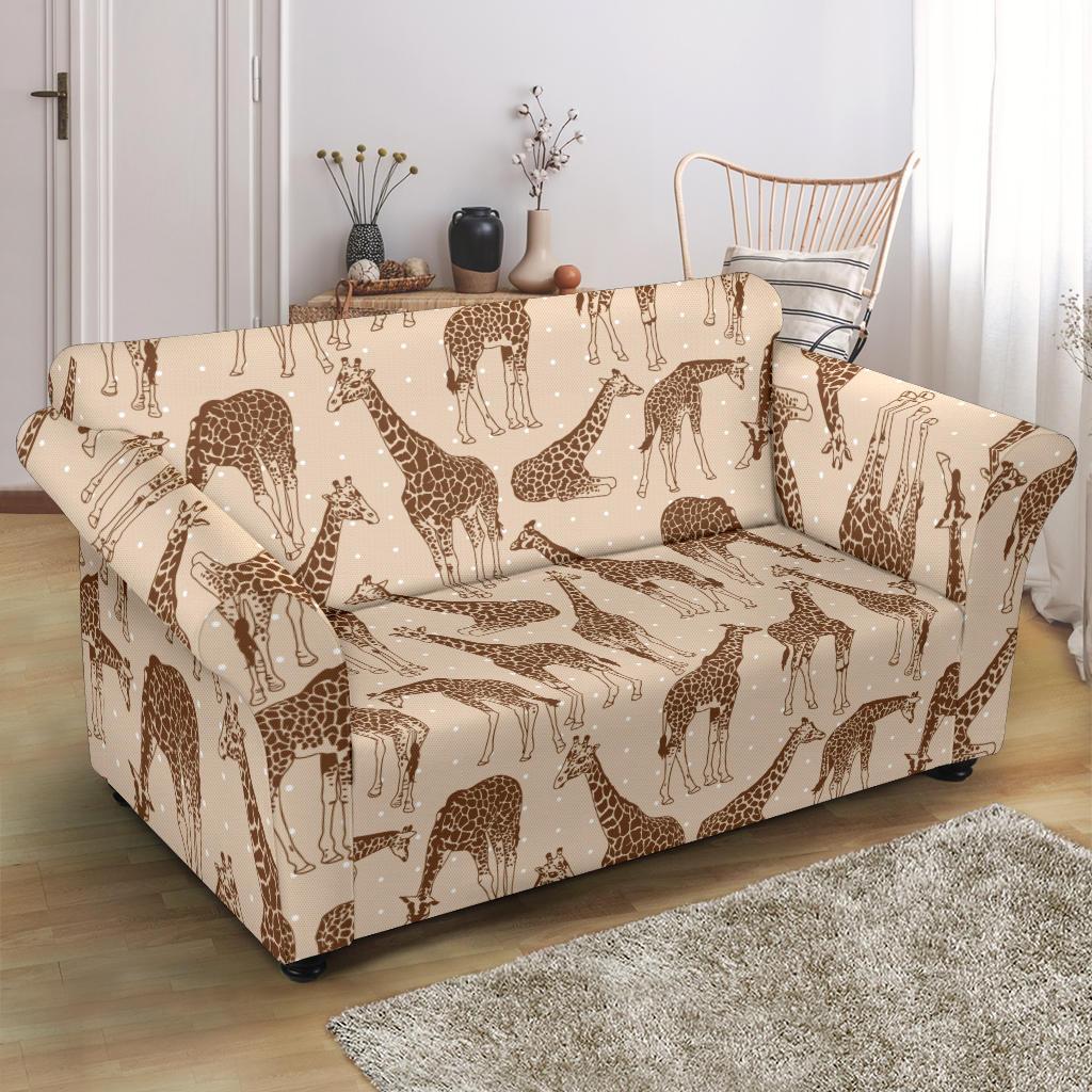 Giraffe Pattern Design Print Loveseat Slipcover-JTAMIGO.COM