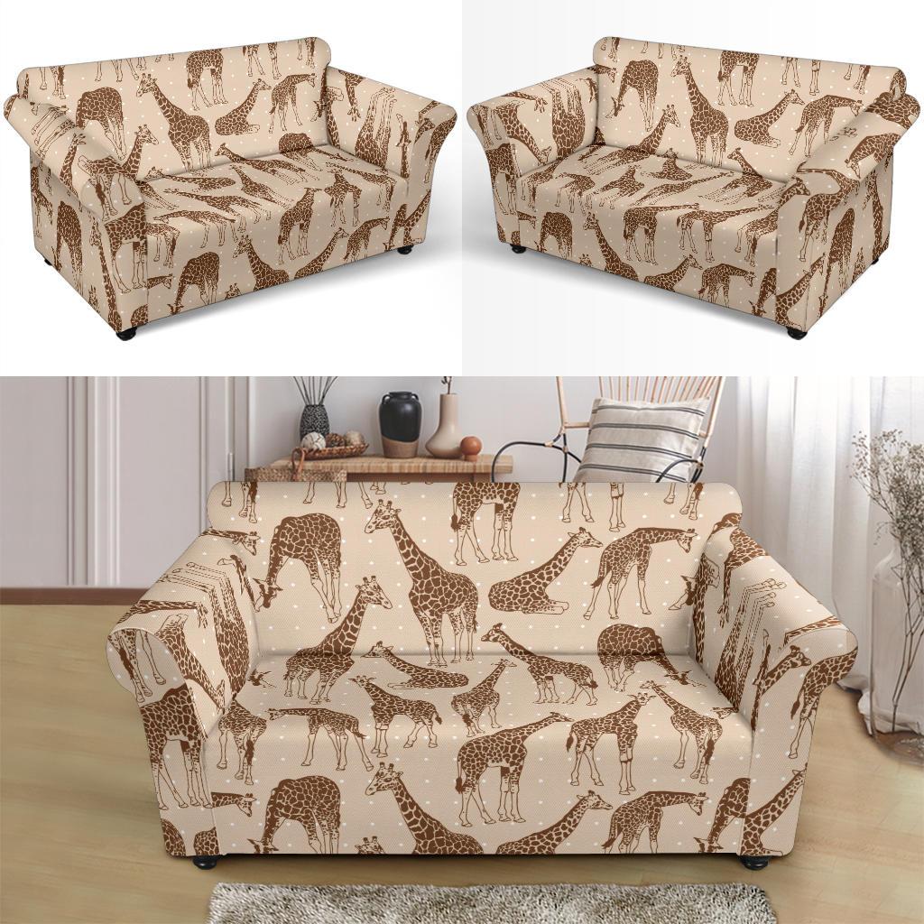 Giraffe Pattern Design Print Loveseat Slipcover-JTAMIGO.COM