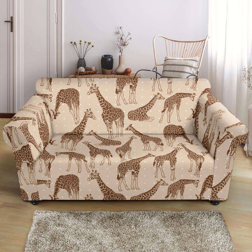 Giraffe Pattern Design Print Loveseat Slipcover-JTAMIGO.COM