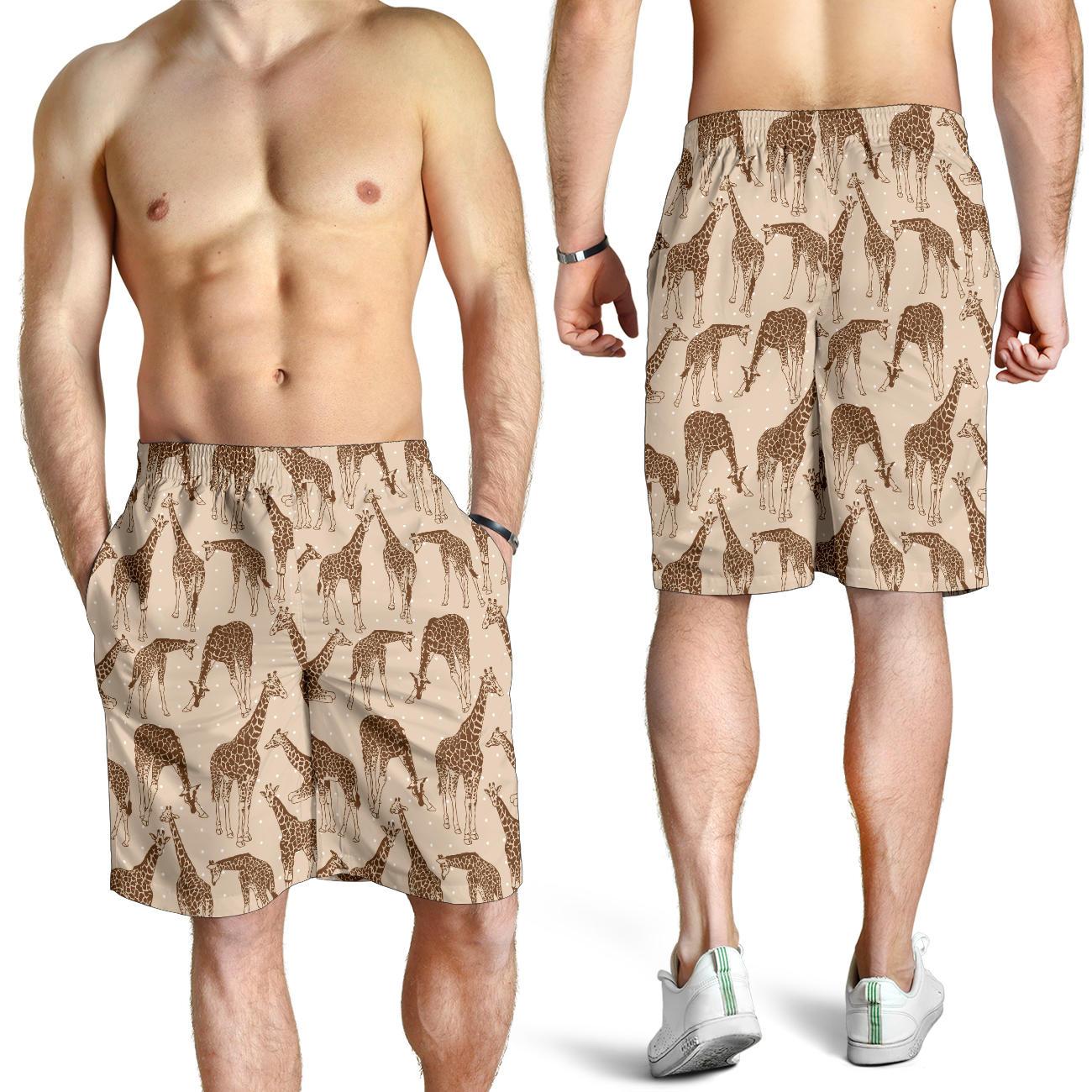 Giraffe Pattern Design Print Mens Shorts-JTAMIGO.COM