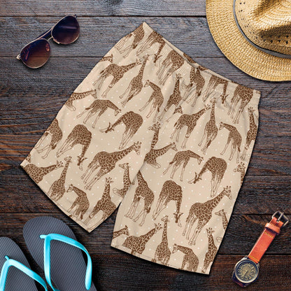 Giraffe Pattern Design Print Mens Shorts-JTAMIGO.COM